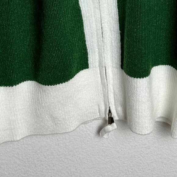 NEW Cardigan Sweater Women's XL Green White Turtleneck Knit Sweater - Picture 6 of 7